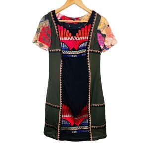 Ranna Gill Anthropologie Fanned Vignette Embroidered Floral Pixel Shift Dress 4